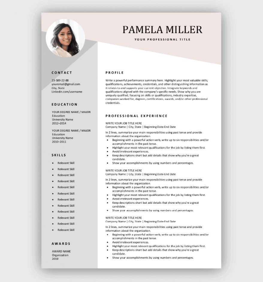 Modern Resume Template  Free Download  Word & Pages