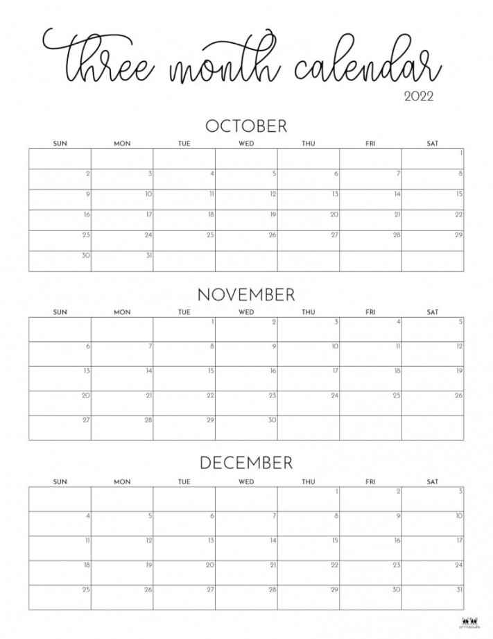 Month/Quarterly Calendars -  FREE Printables  Printabulls