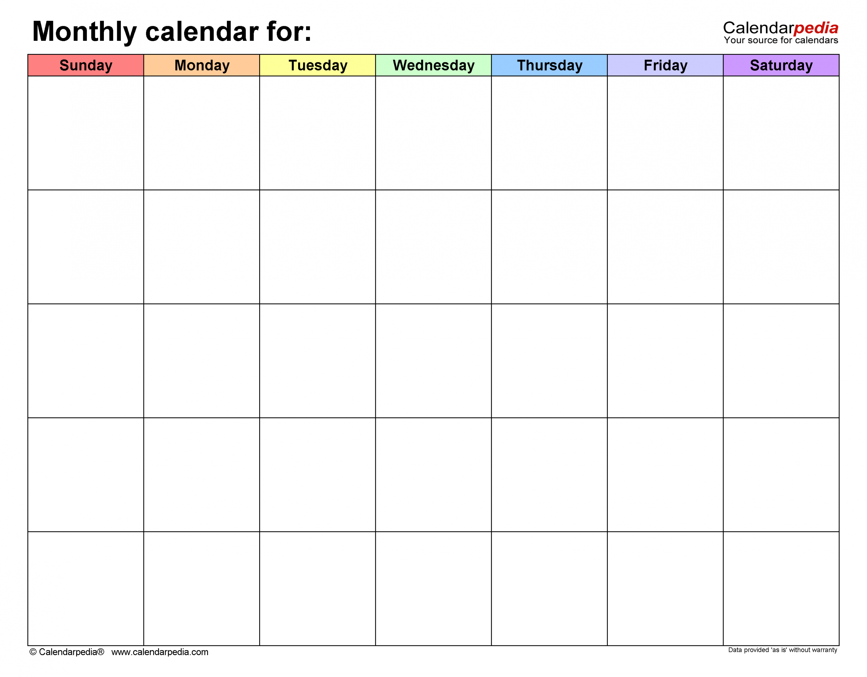 Monthly Calendar Templates for Microsoft Excel