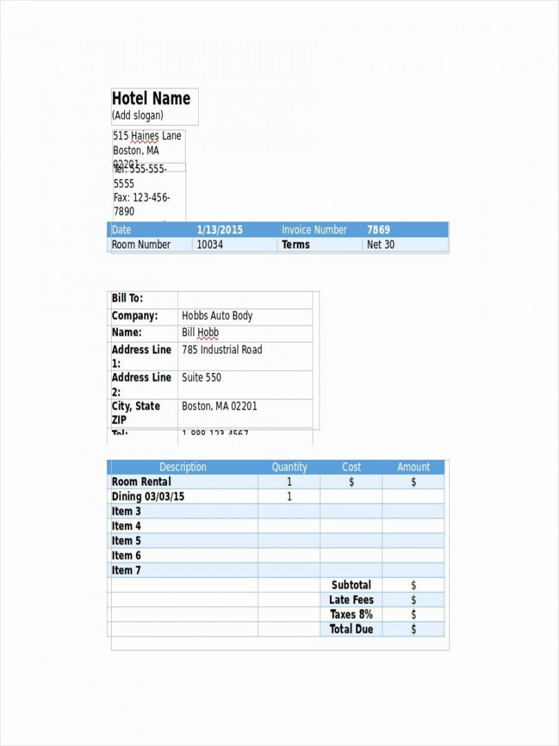 Motel  Receipt Template Elegant  Hotel Receipt Examples