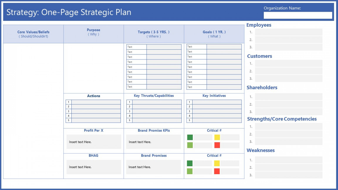 One Page Strategy Summary PowerPoint Template