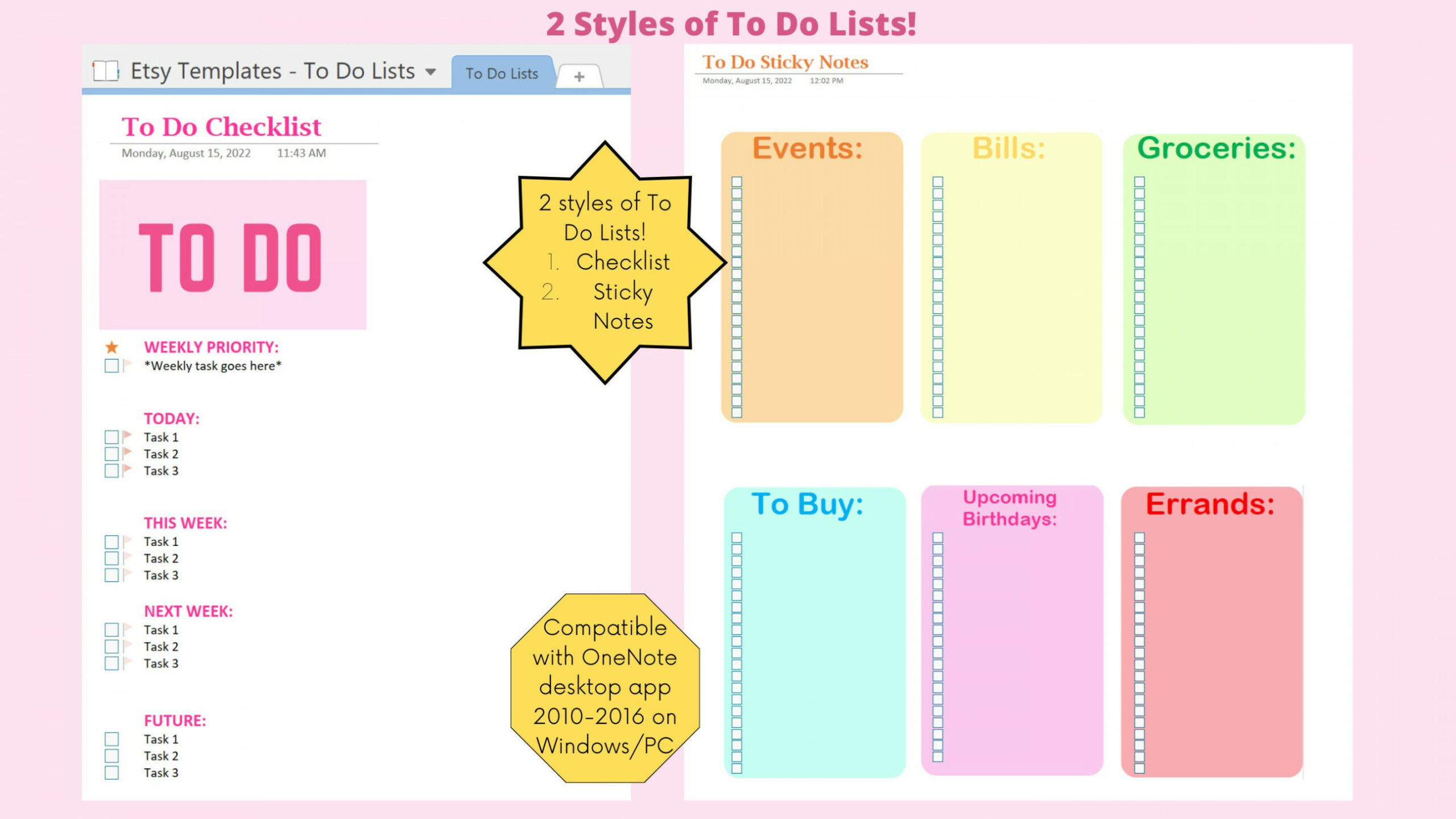 OneNote To Do Vorlage - Etsy