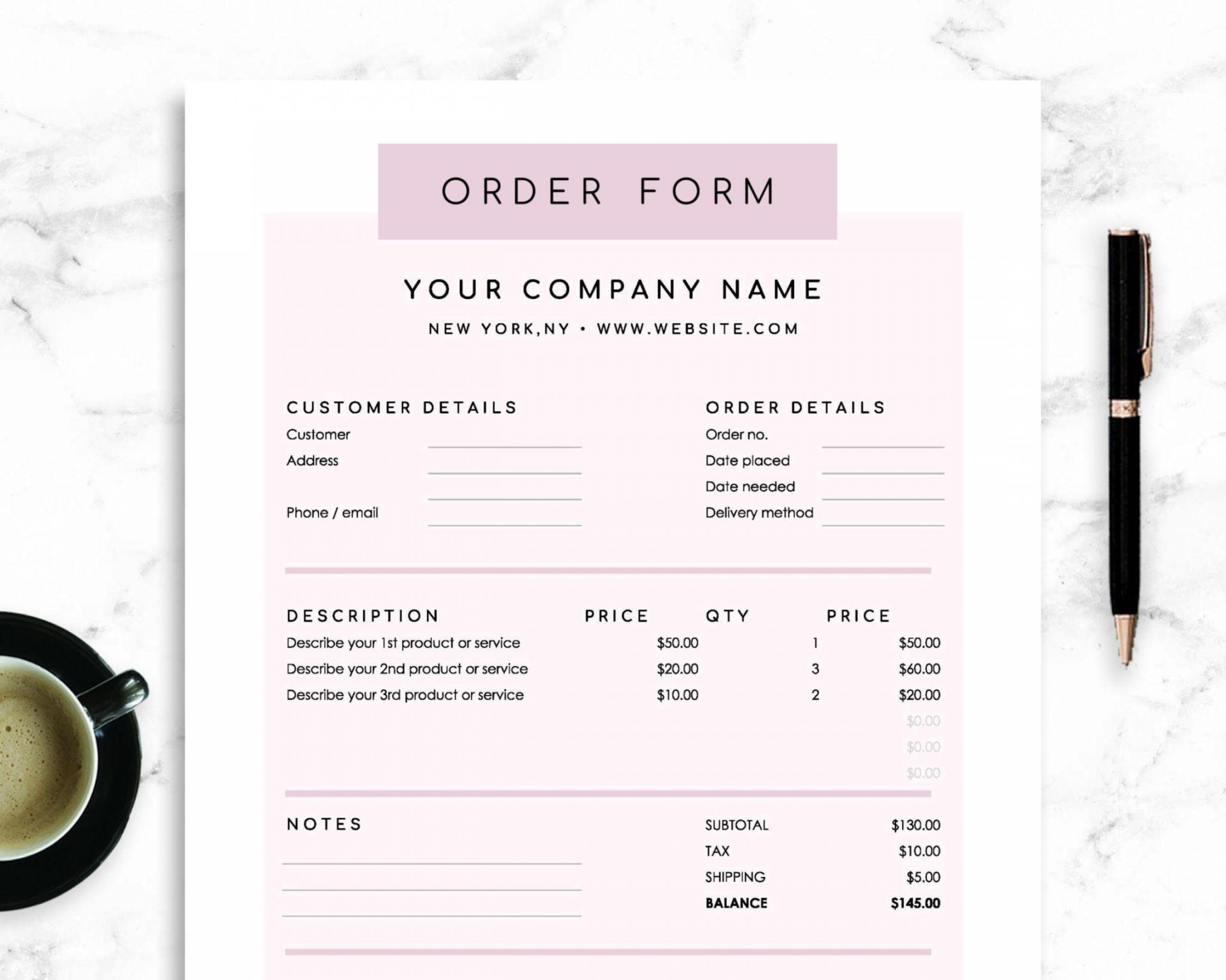 Order Form Template Google Sheets - Etsy Ireland