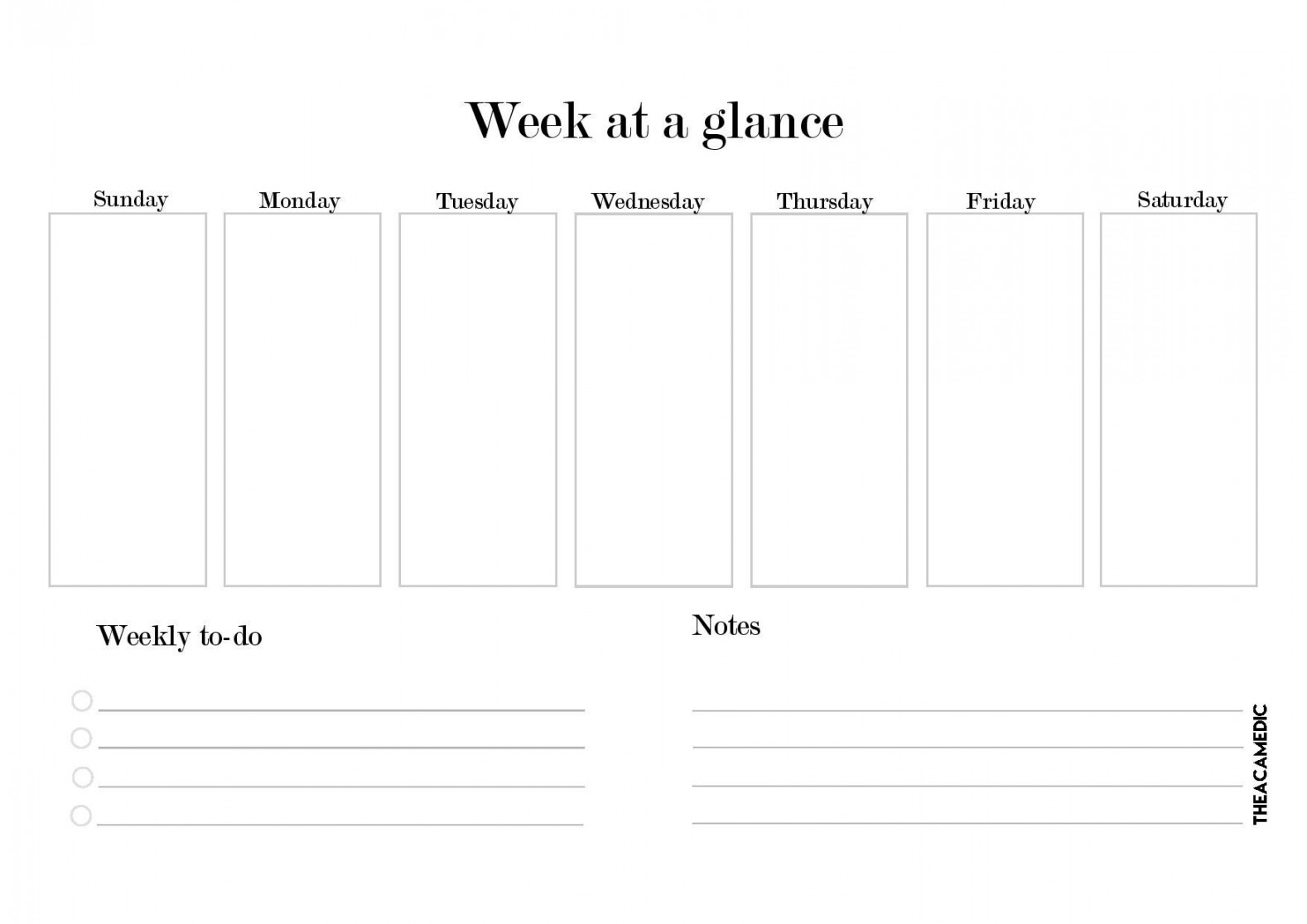 P R I N T A B L E S  Week at a glance printable, Weekly planner