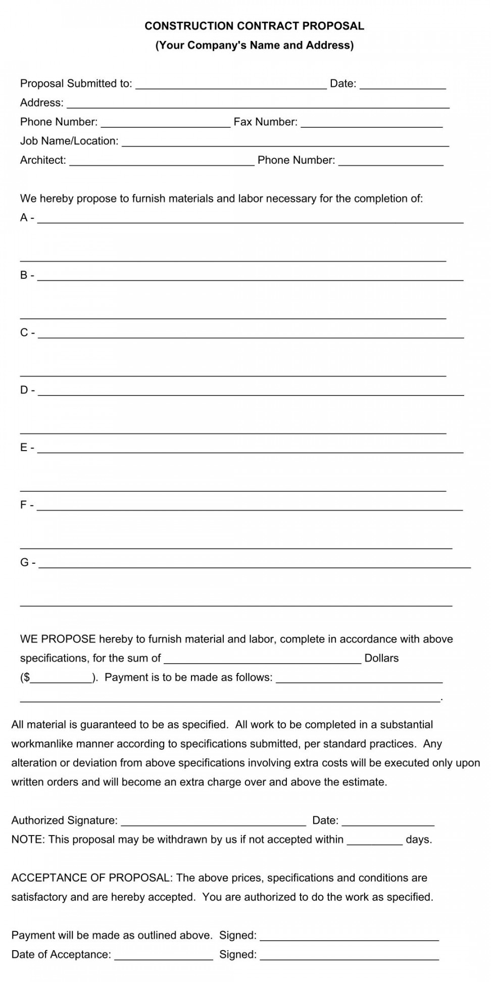 Printable Blank Bid Proposal Forms  Proposal templates, Business