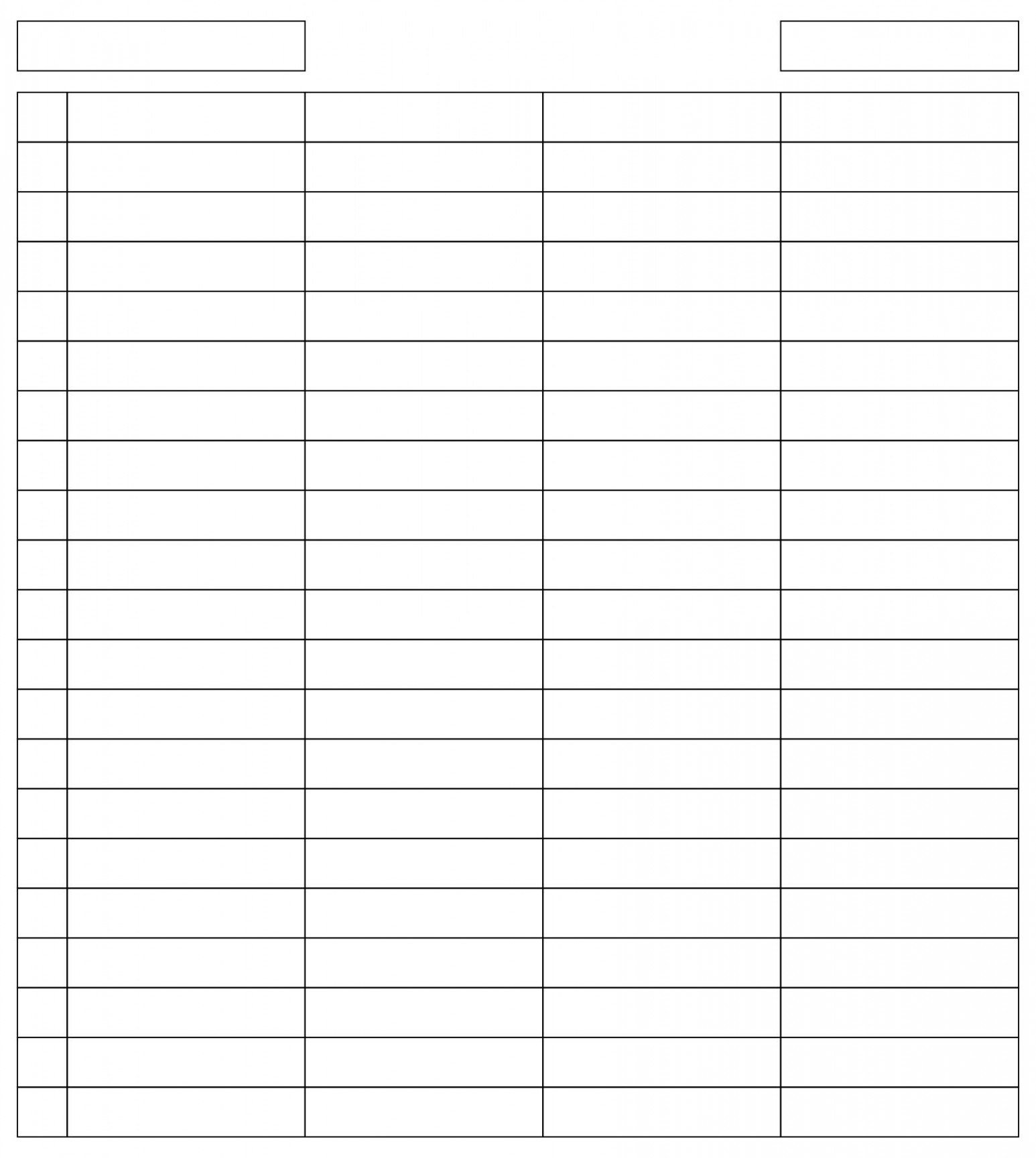 Printable  Column Chart Template  Table of contents template