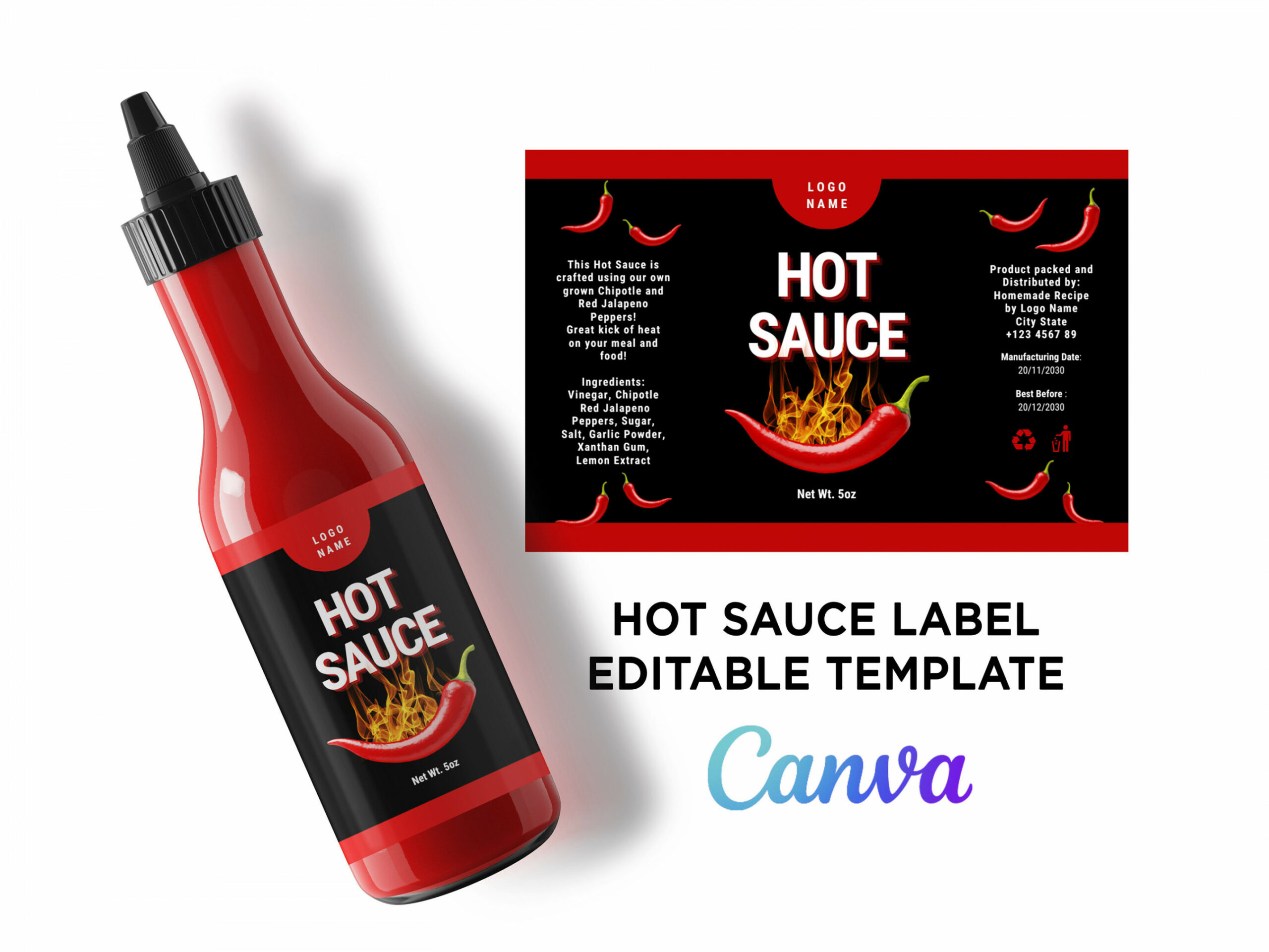 Printable Hot Sauce Label Hot Sauce Bottle Design Hot Sauce - Etsy