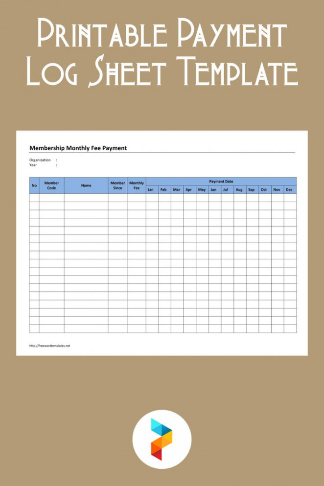 Printable Payment Log Sheet Template  Budget sheet template