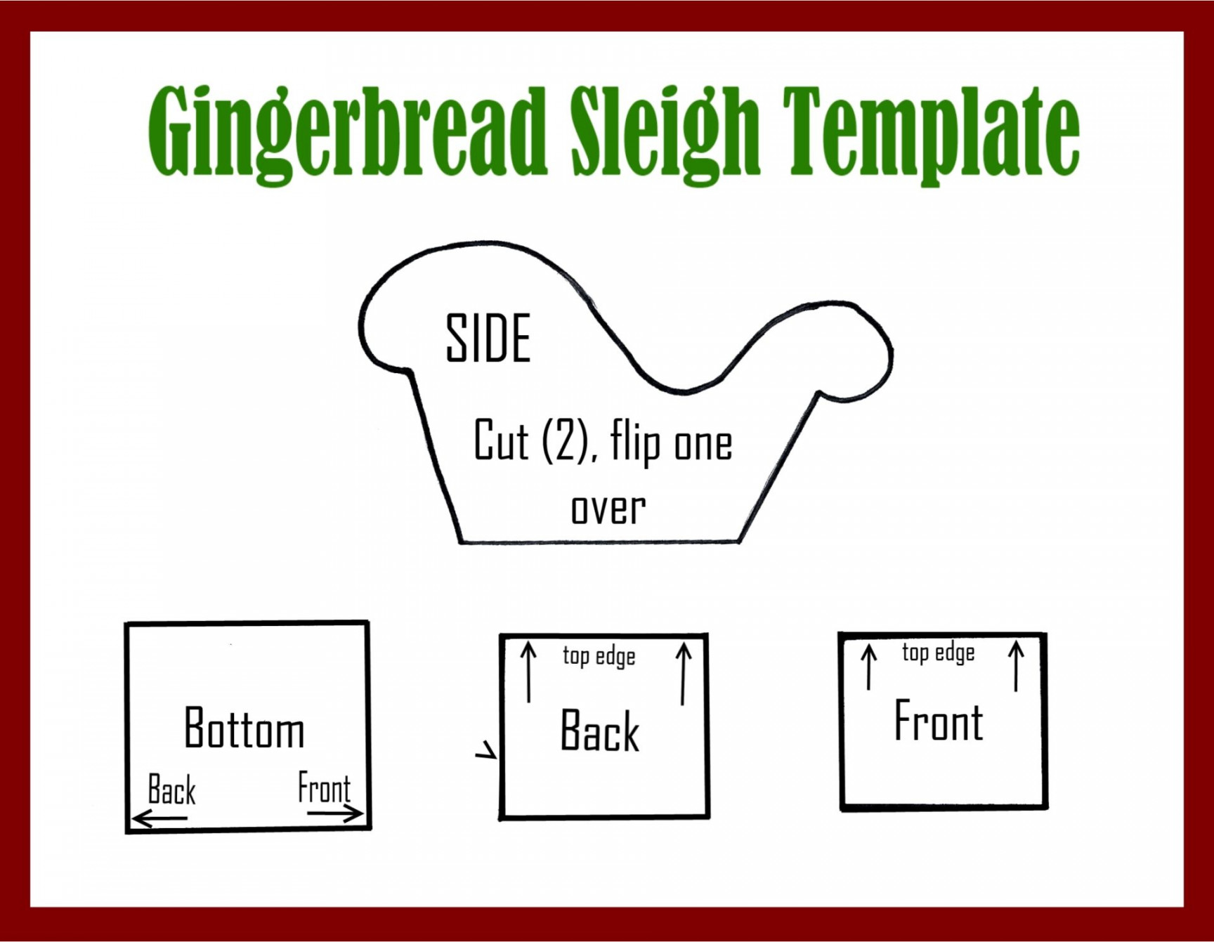 Printable Santa Sleigh Template  Gingerbread, Gingerbread house