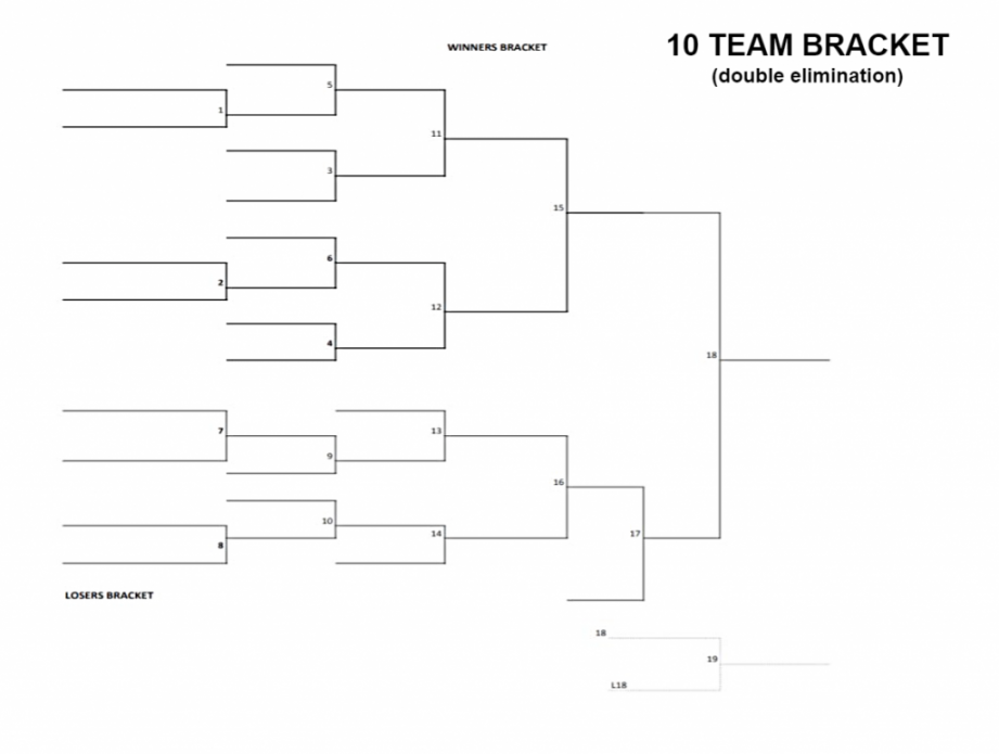 Printable  Team Double-Elimination Bracket (All Sports Tournaments)