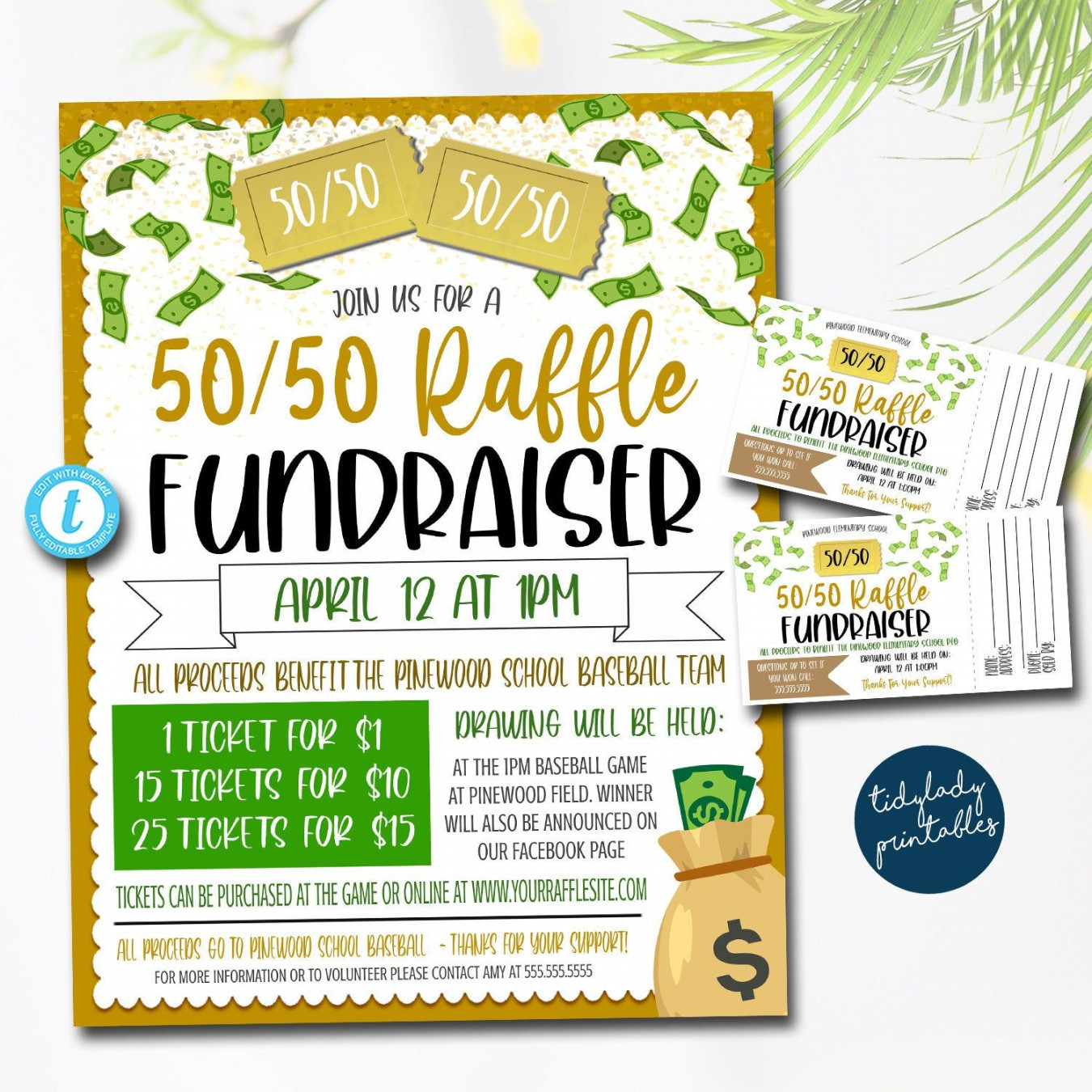 / Raffle Ticket Fundraiser Flyer Set  TidyLady Printables