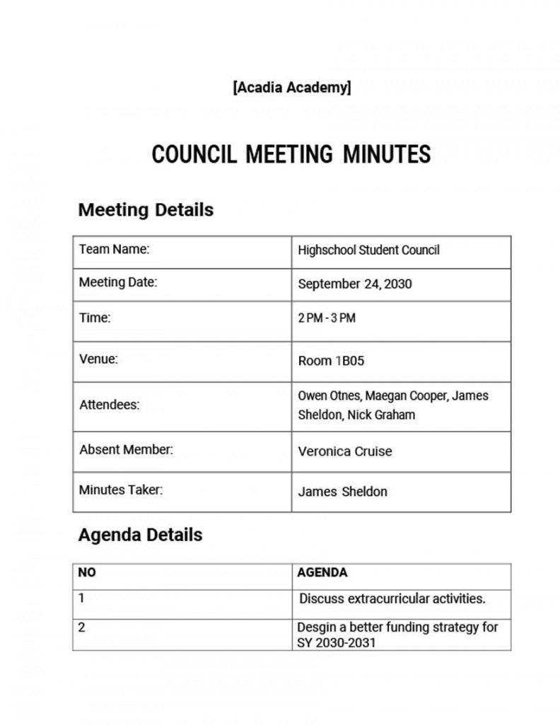 Resident Council Meeting Minutes Template - Download in Word