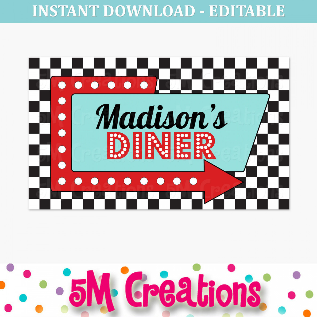 s Diner Party Sign s Birthday Party Poster Printable - Etsy