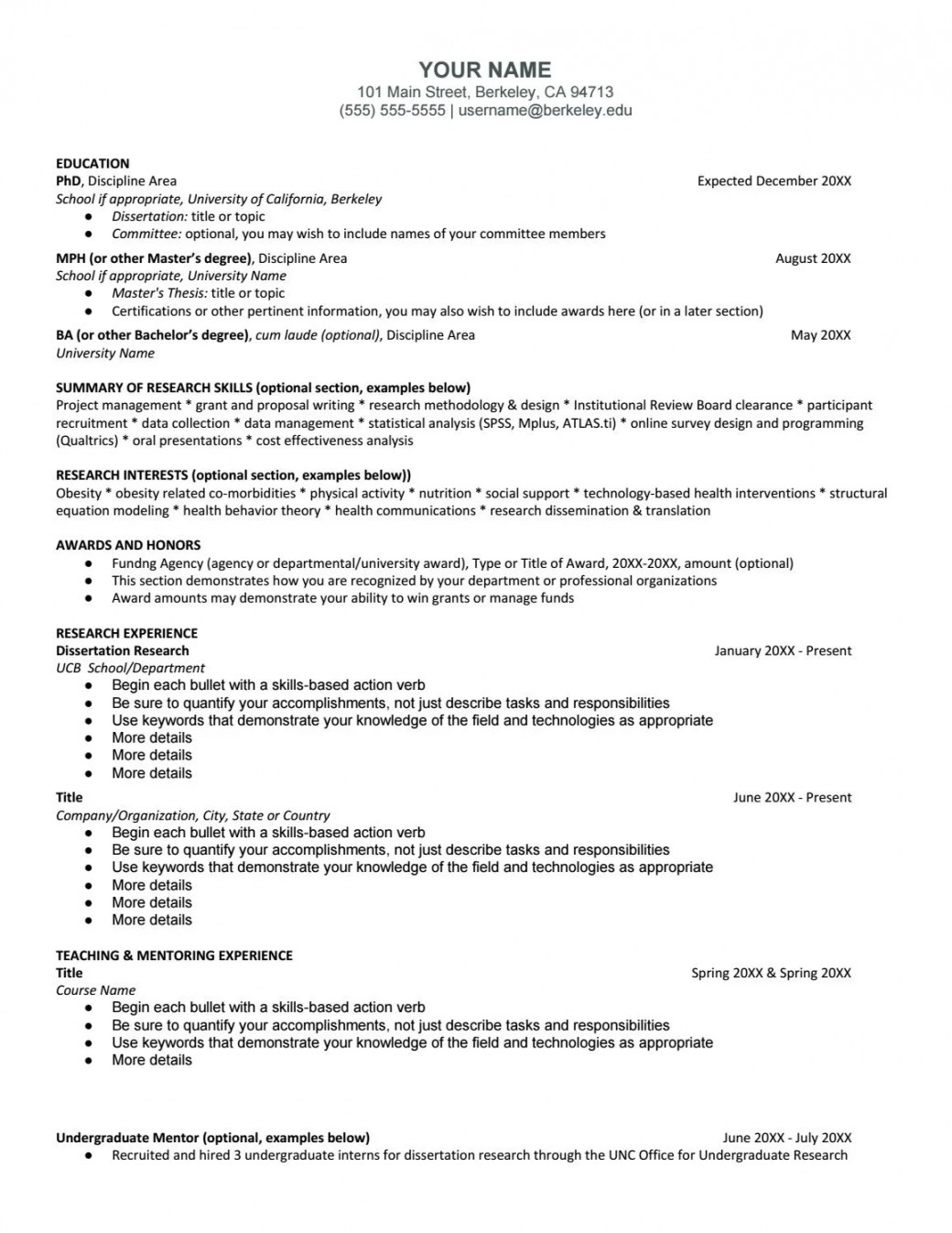 Sample CV Template  by Berkeley Career Engagement - Issuu