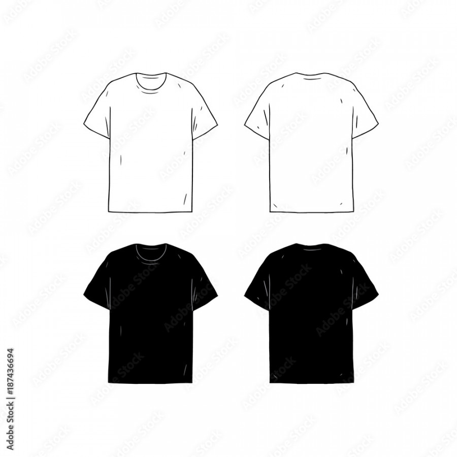 Set of blank T-shirt design template hand drawn vector