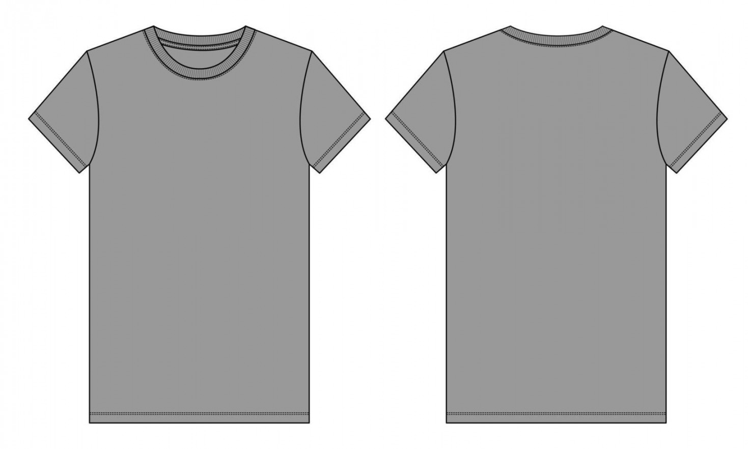 Short sleeve T shirt technical fashion Flat Sketch Grey color