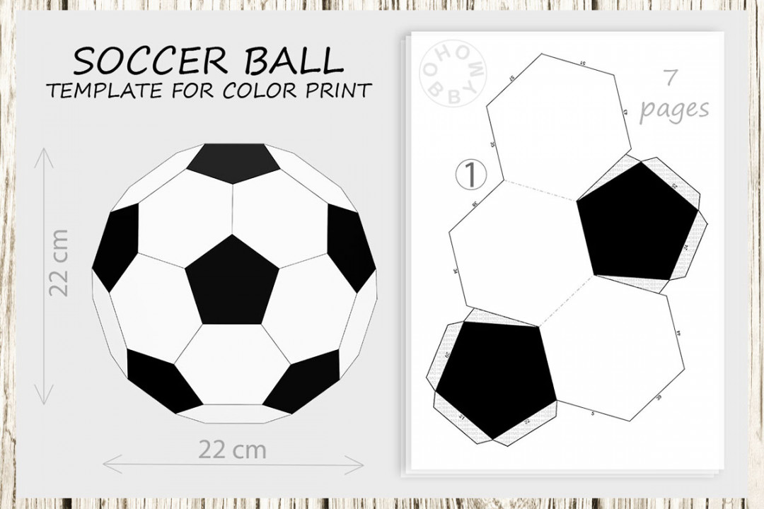 Soccer Ball, D Papercraft template for color print