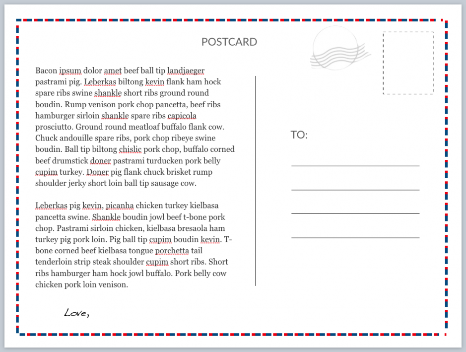 teachmorrow: Postcard template for Quick Writing Activities