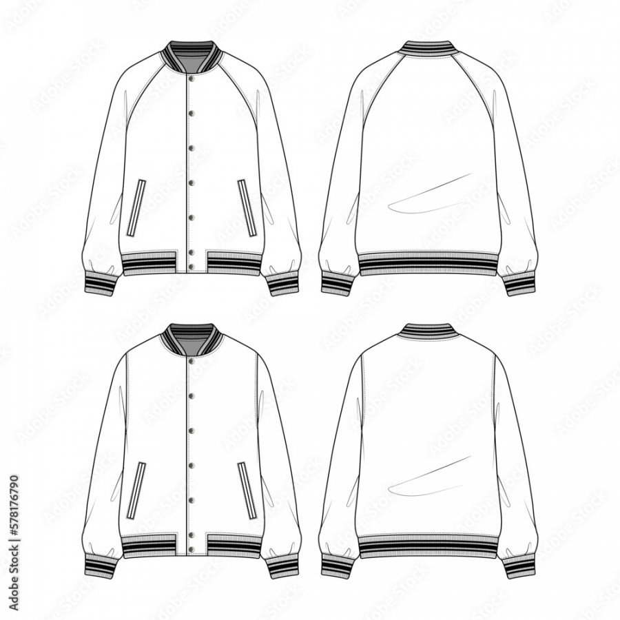 Technical sketch of the varsity jacket design template