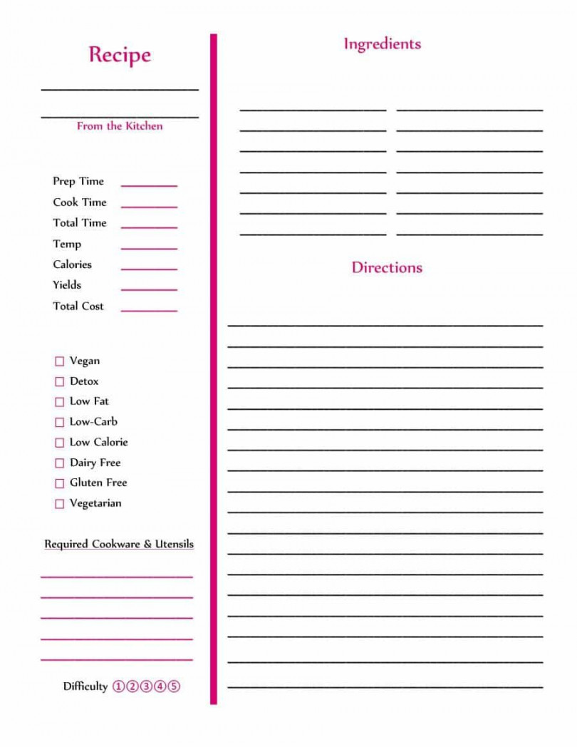 The charming  Perfect Cookbook Templates [+Recipe Book & Recipe