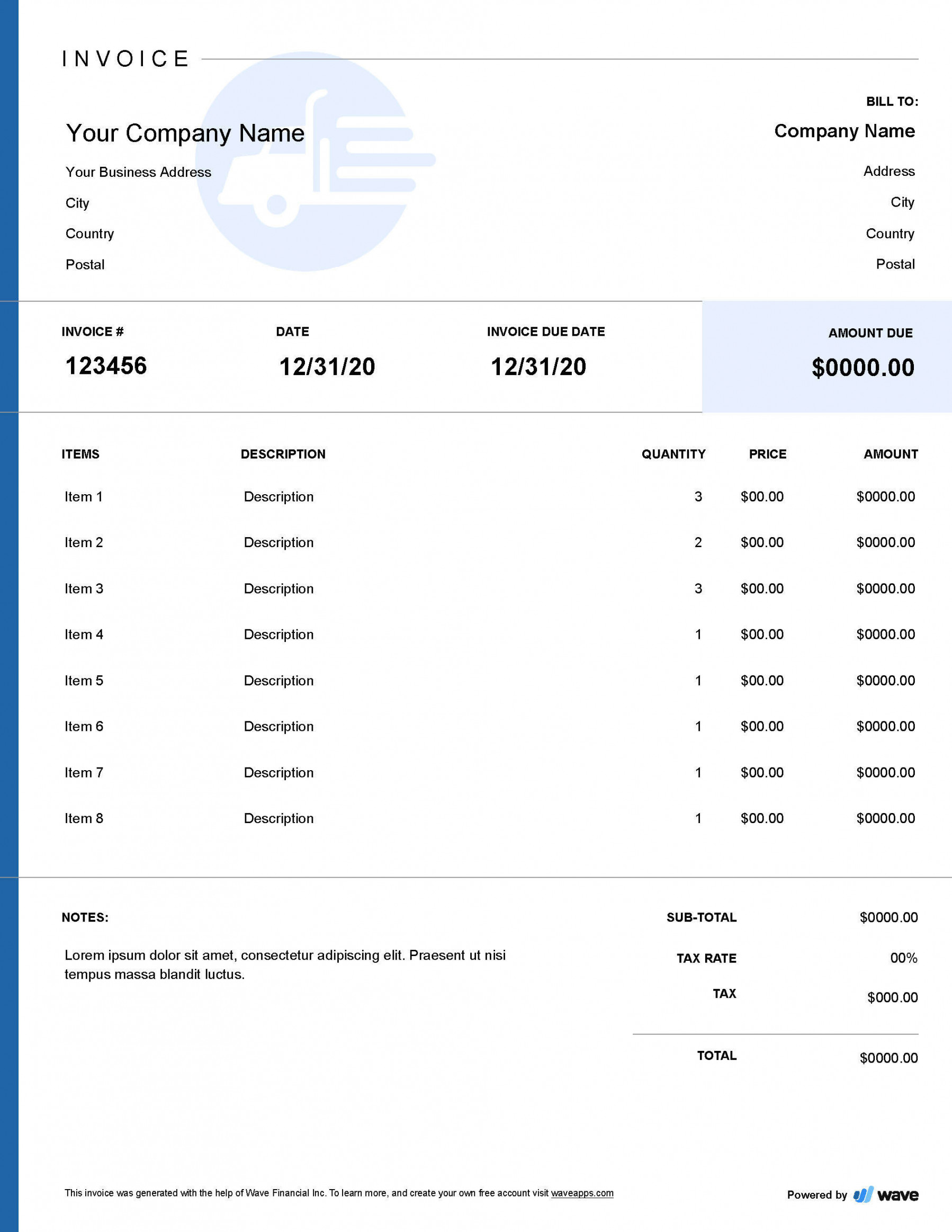 Trucking company invoice template - Free Download