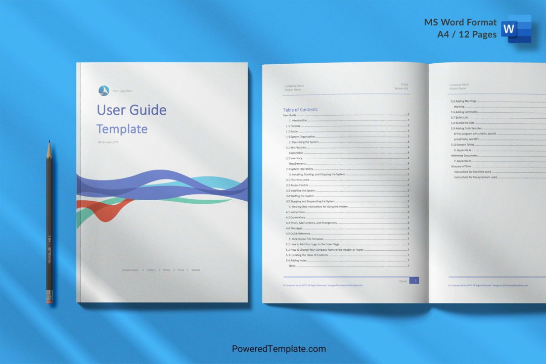 User Guide Template in MS Word and Adobe Acrobat Formats Design