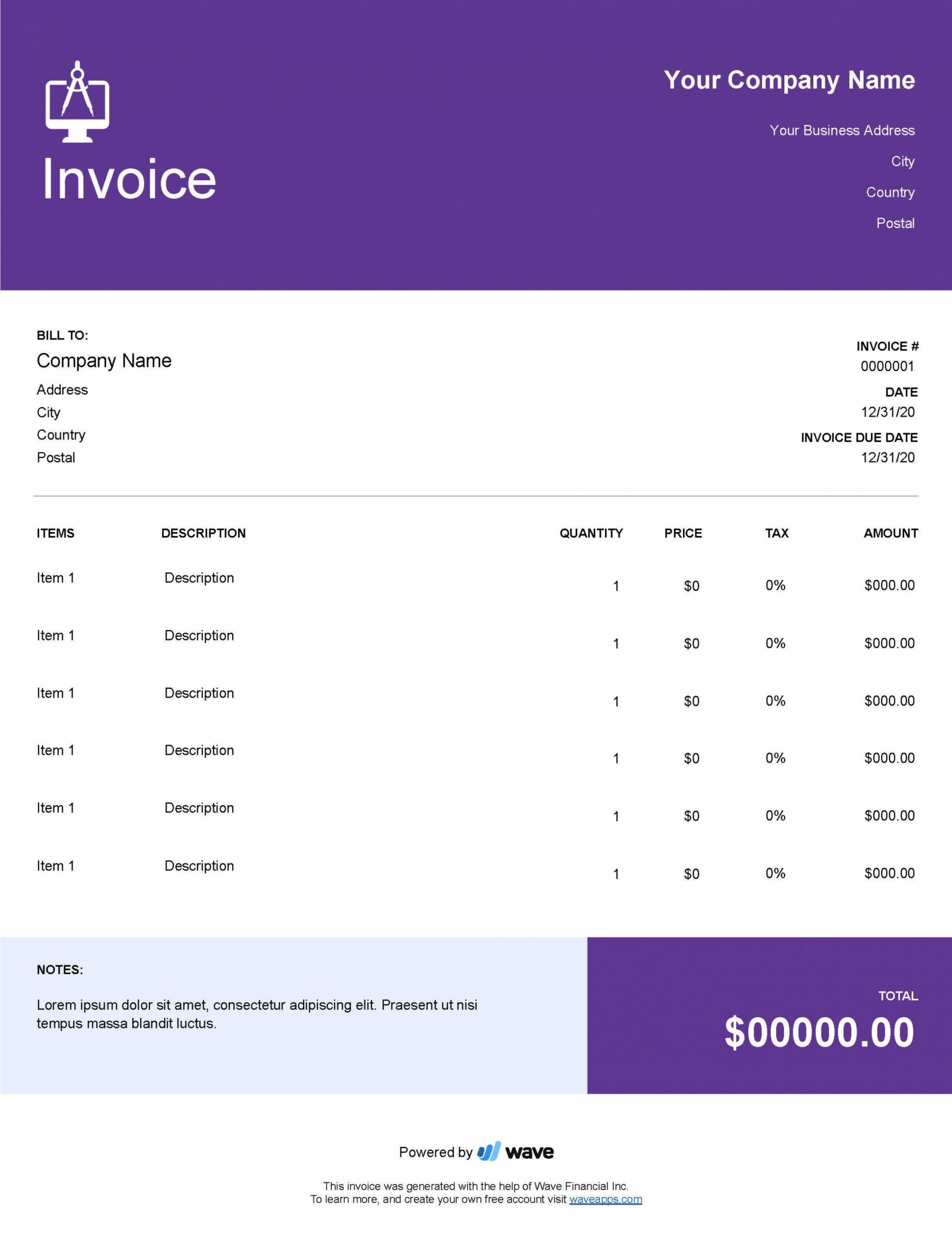 Web Design Invoice Template - Free Download