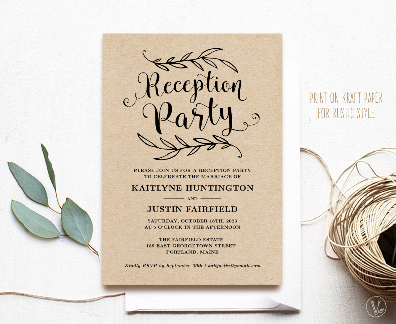 Wedding Reception Party Invitation Template Rustic Wedding - Etsy