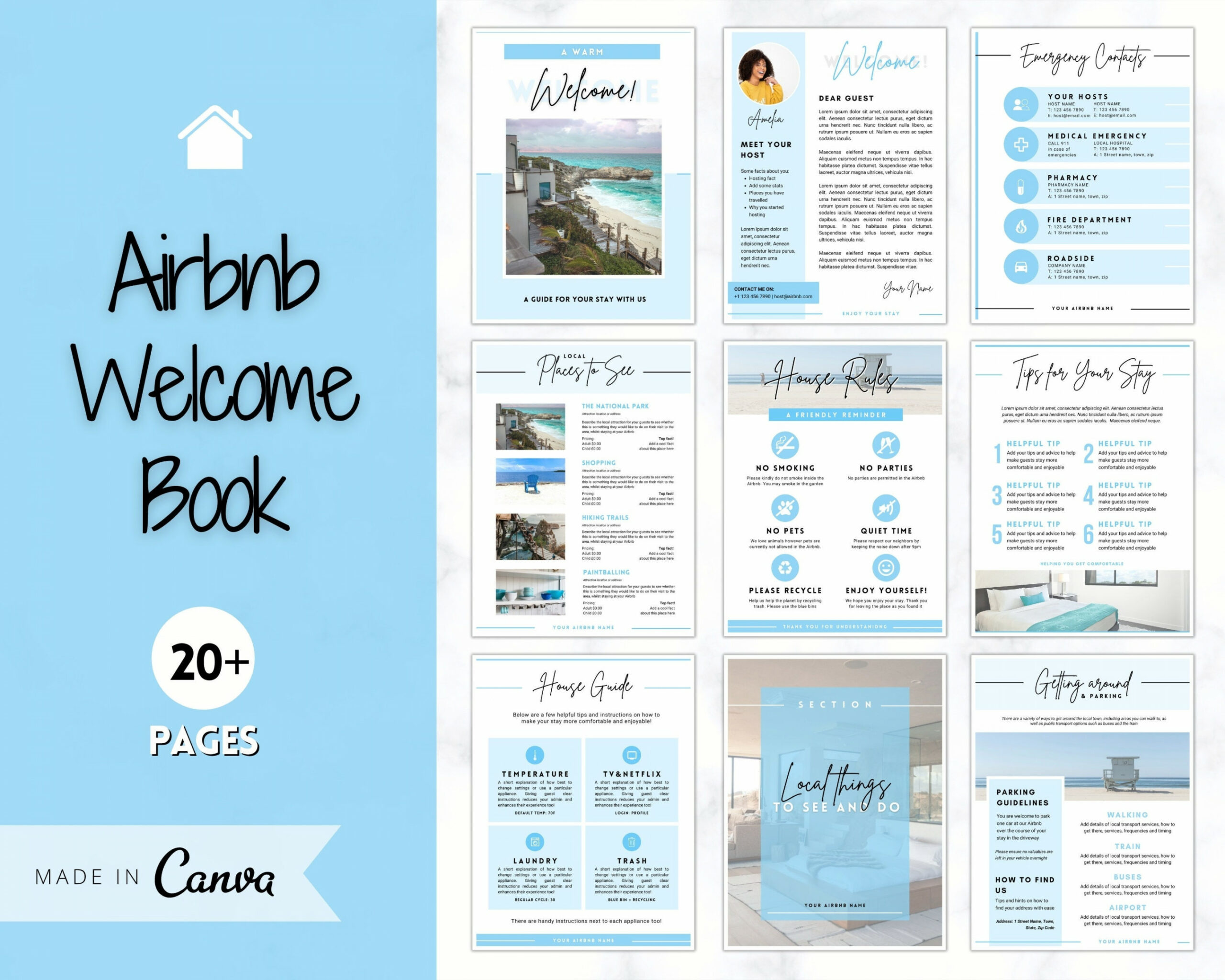 Welcome Book Template Airbnb Welcome Guide Editable Canva - Etsy UK