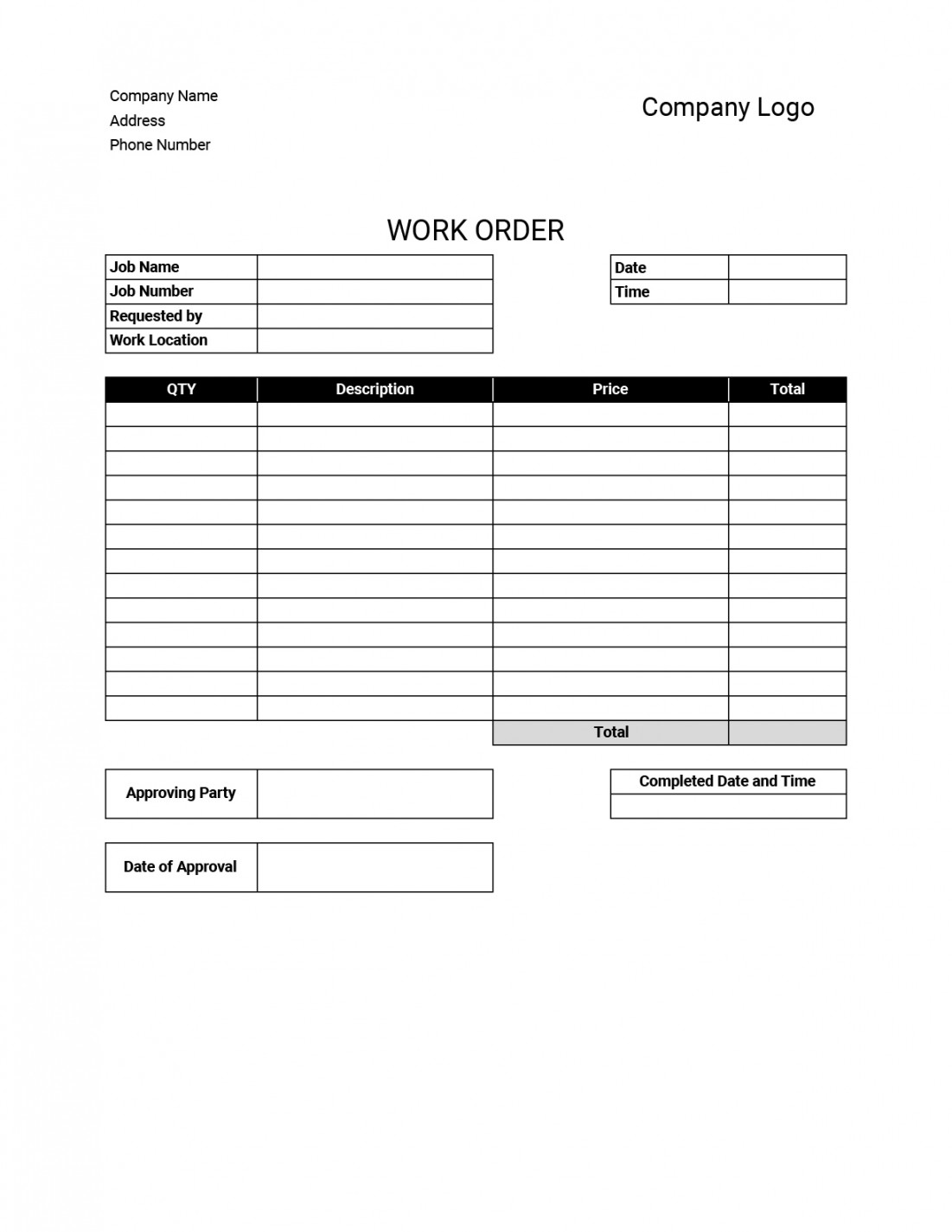 Work Order Templates: Download & Print for Free!