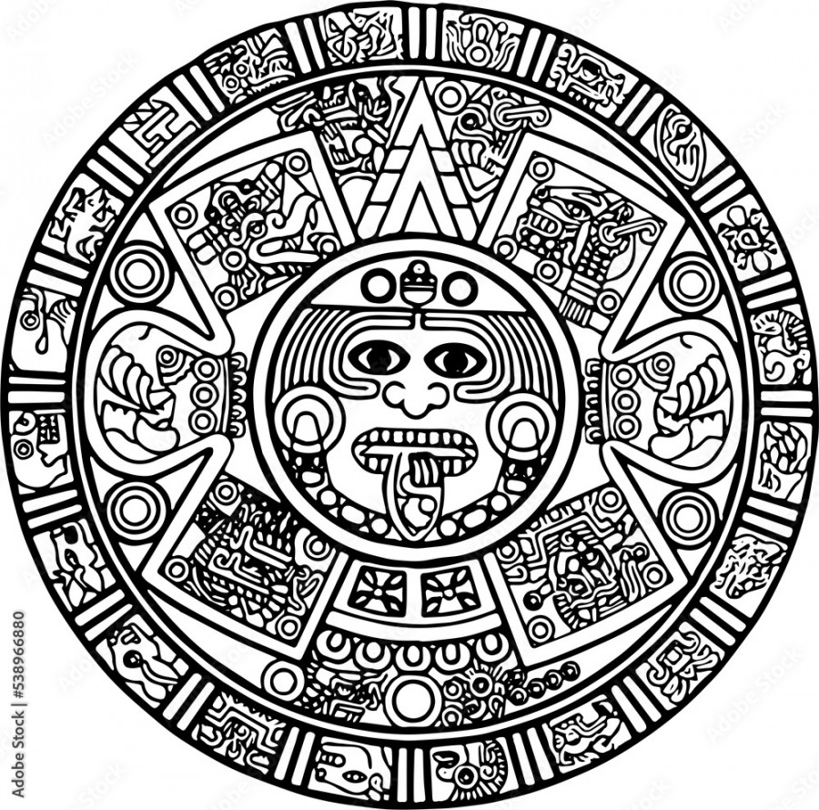 Aztec calendar high resolution Stock-Illustration  Adobe Stock