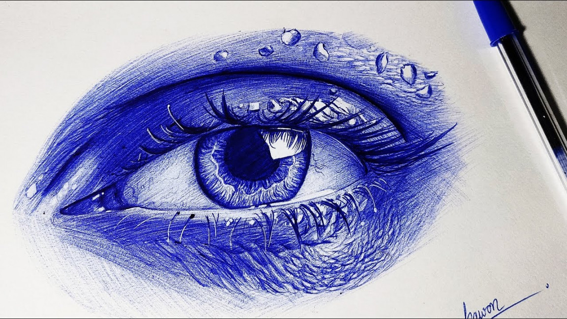 Ball point pen drawing - iris // step by step tutorial