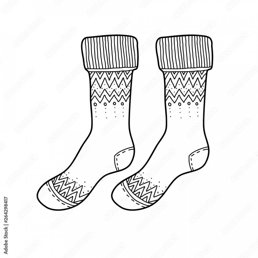 Black engraved socks drawing