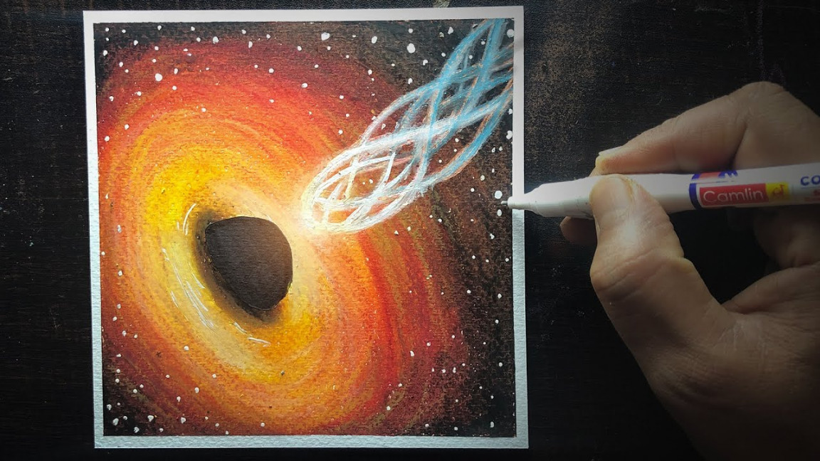 Black Hole Galaxy Drawing with Oil Pastel for Beginners - Step by Step