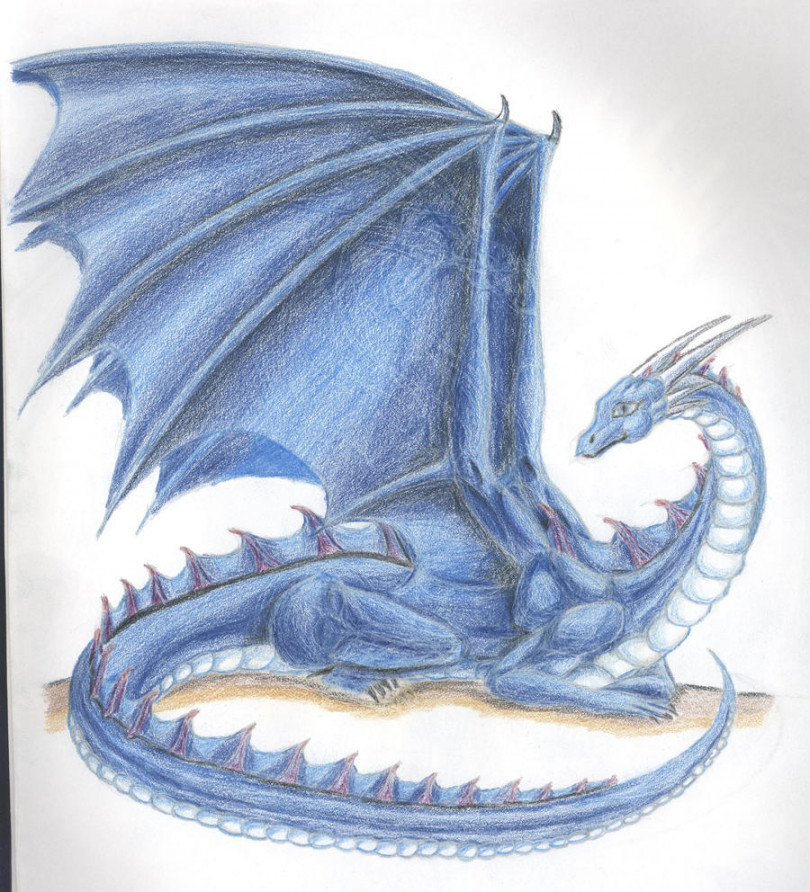 Blue Dragon Laying Down by TheMightyM on DeviantArt