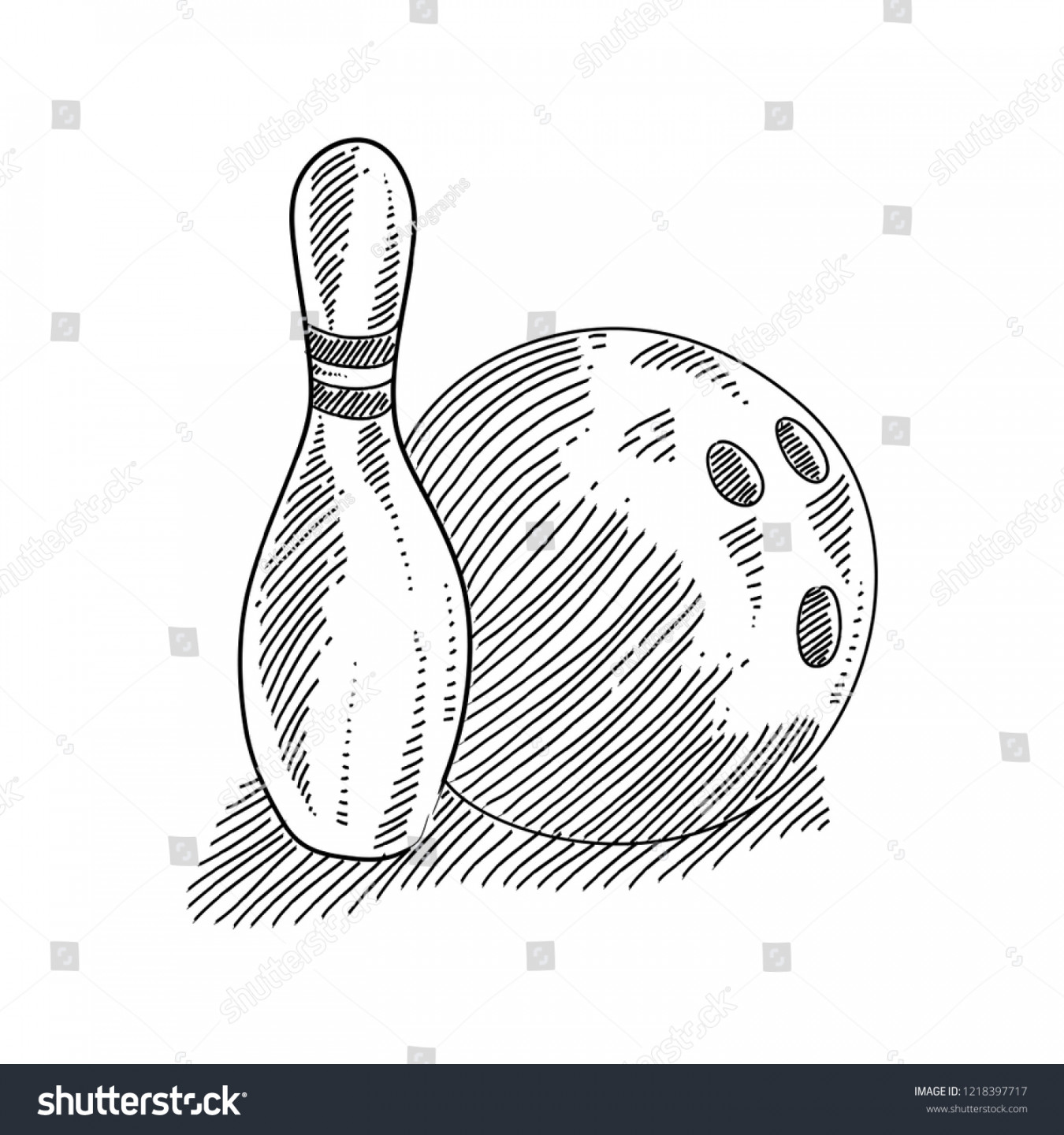 Bowling Pin Ball Drawing: Stock-Vektorgrafik (Lizenzfrei