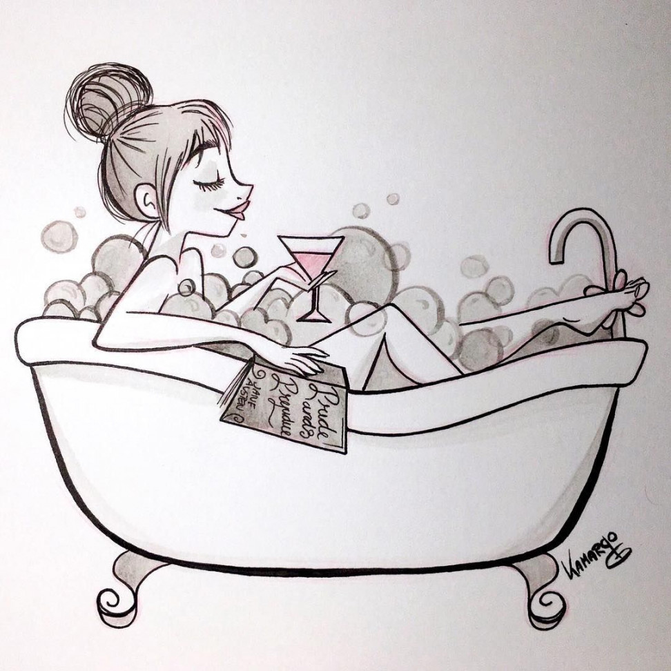 Bubble bath Day  #inktober #relax #inktober #ink #sketch