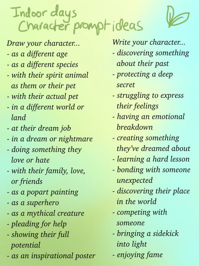 Character Writing and Drawing Prompts! by Graygrayblue on DeviantArt