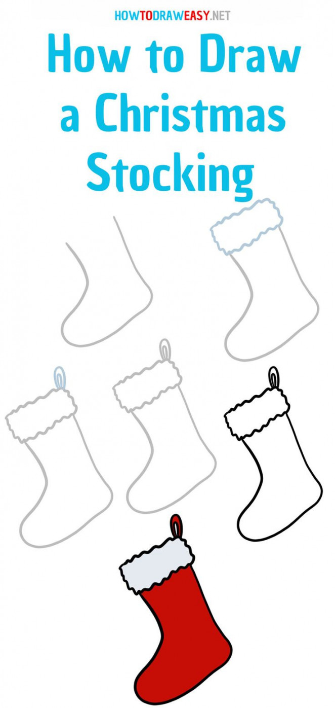 Christmas Stocking Drawing Tutorial  Easy christmas drawings