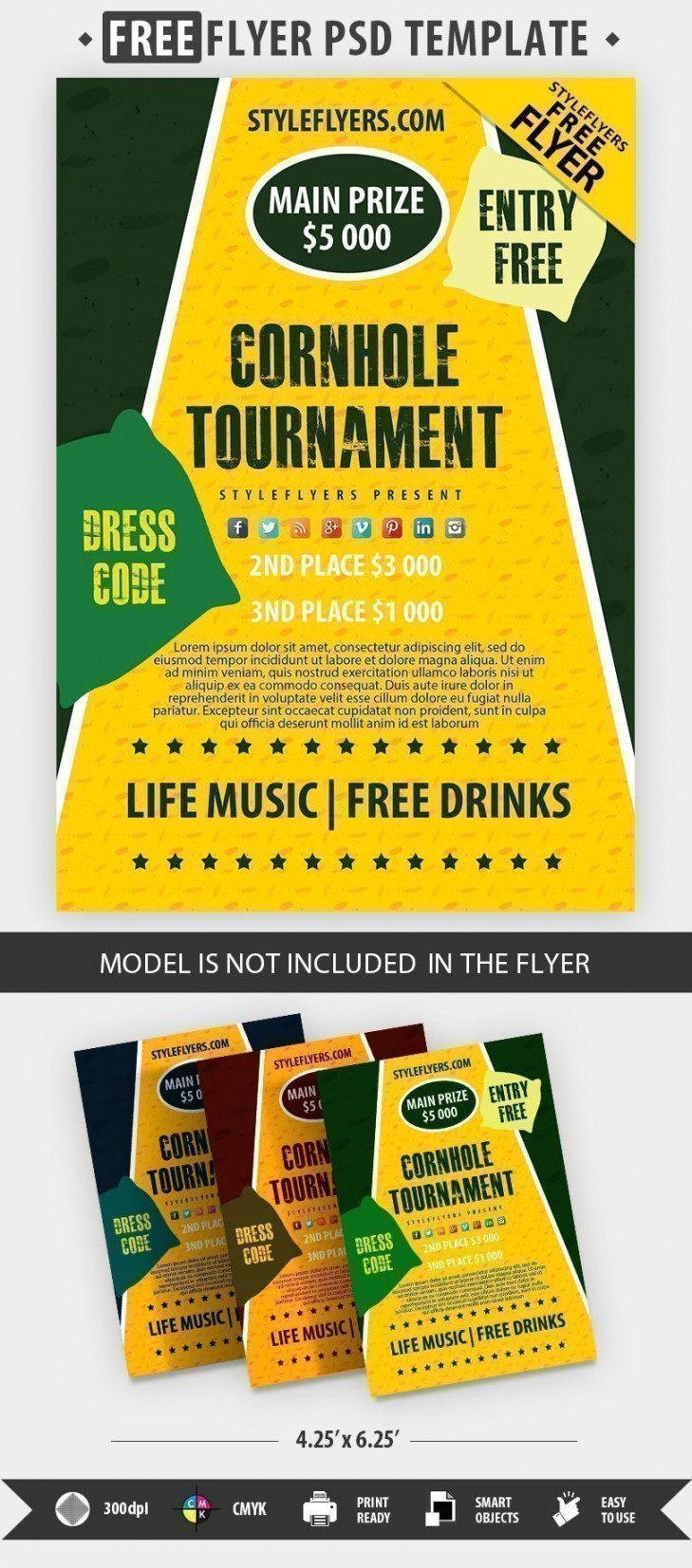 Cornhole Tournament FREE Flyer PSD Template Free Download # -  Styleflyers