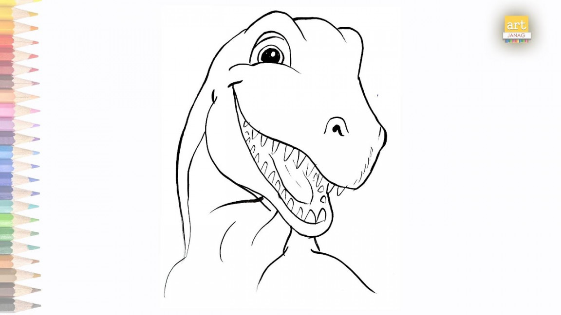 Dino face drawing easy  How to draw Dinosaur funny face drawing