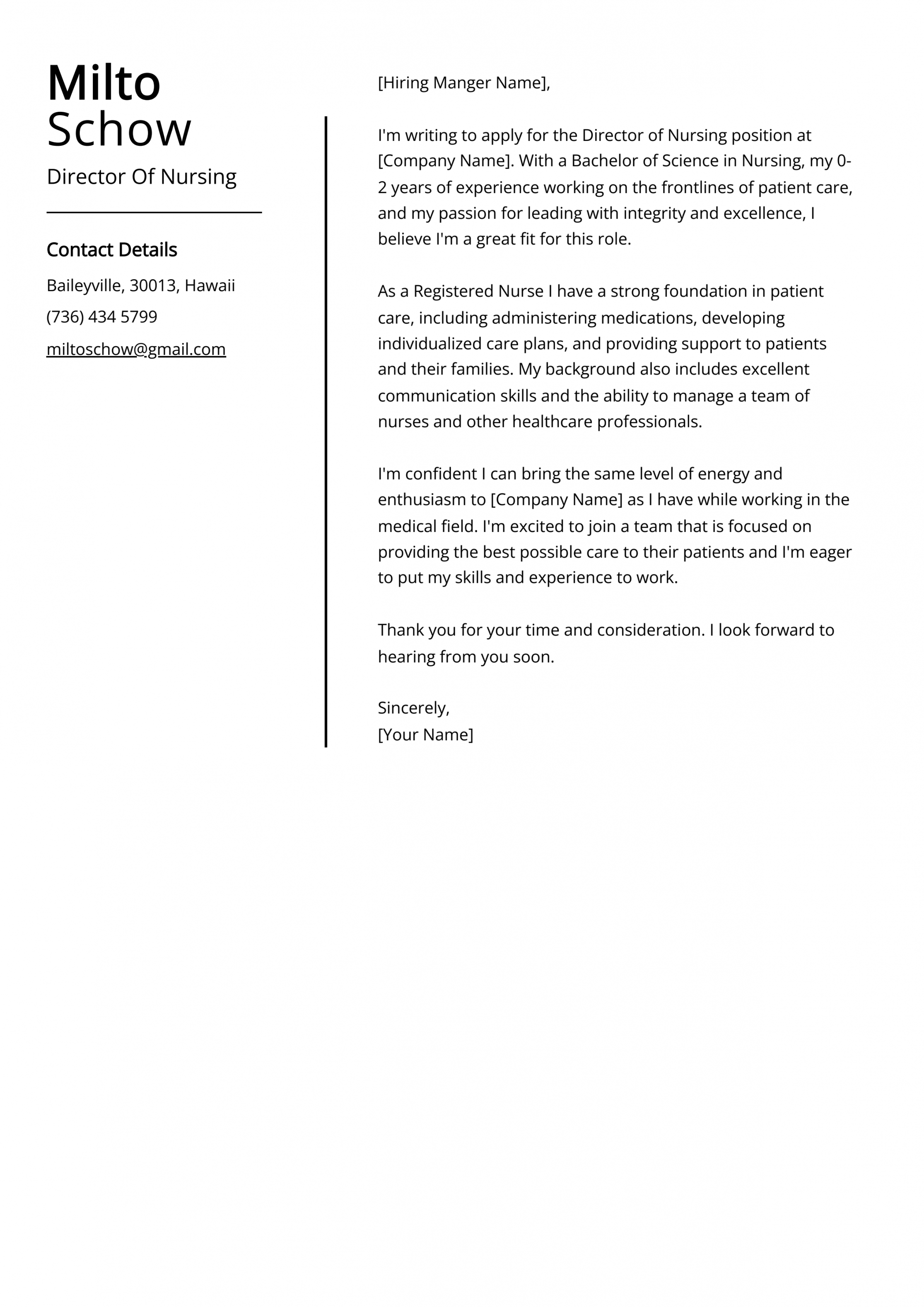 Director Of Nursing Cover Letter Example (Free Guide)