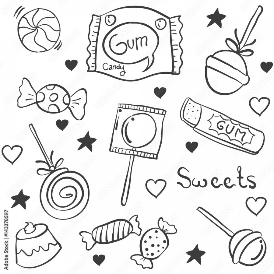 Doodle Candy various hand draw style Stock-Vektorgrafik  Adobe Stock