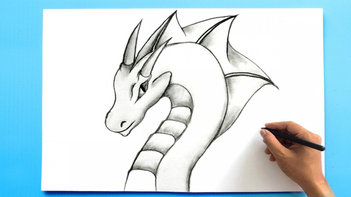 EASY DRAGON DRAWING  How to Draw a Dragon Step by Step Easy pencil sketch