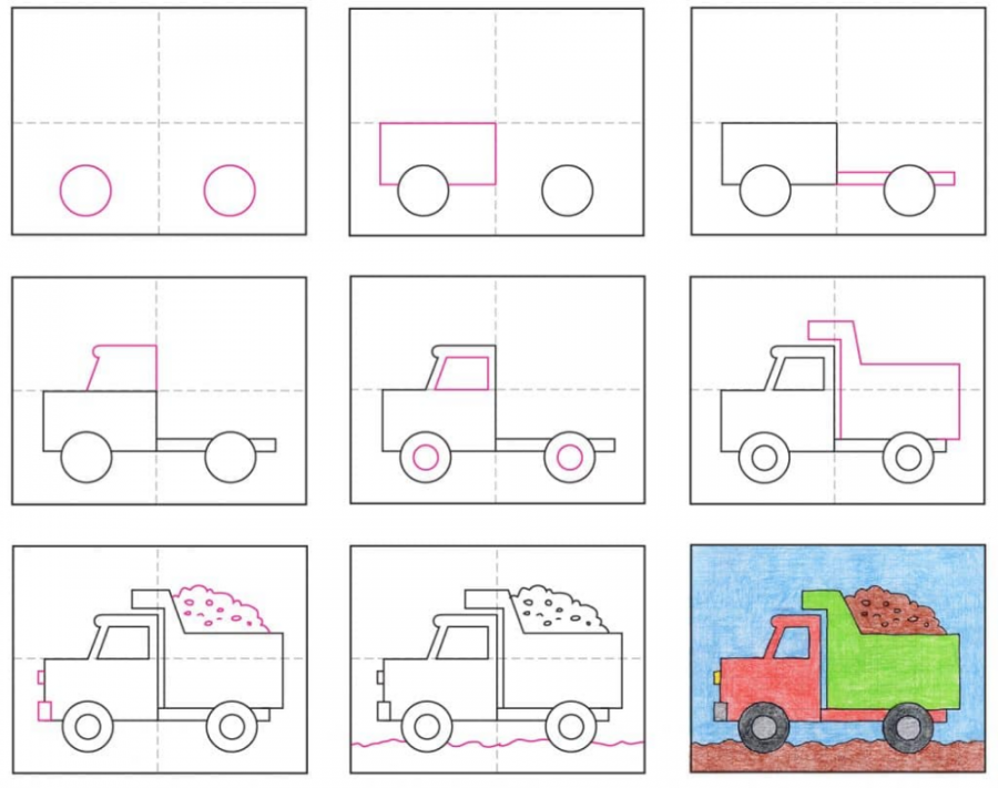 Easy How to Draw a Dump Truck Tutorial  Art drawings for kids