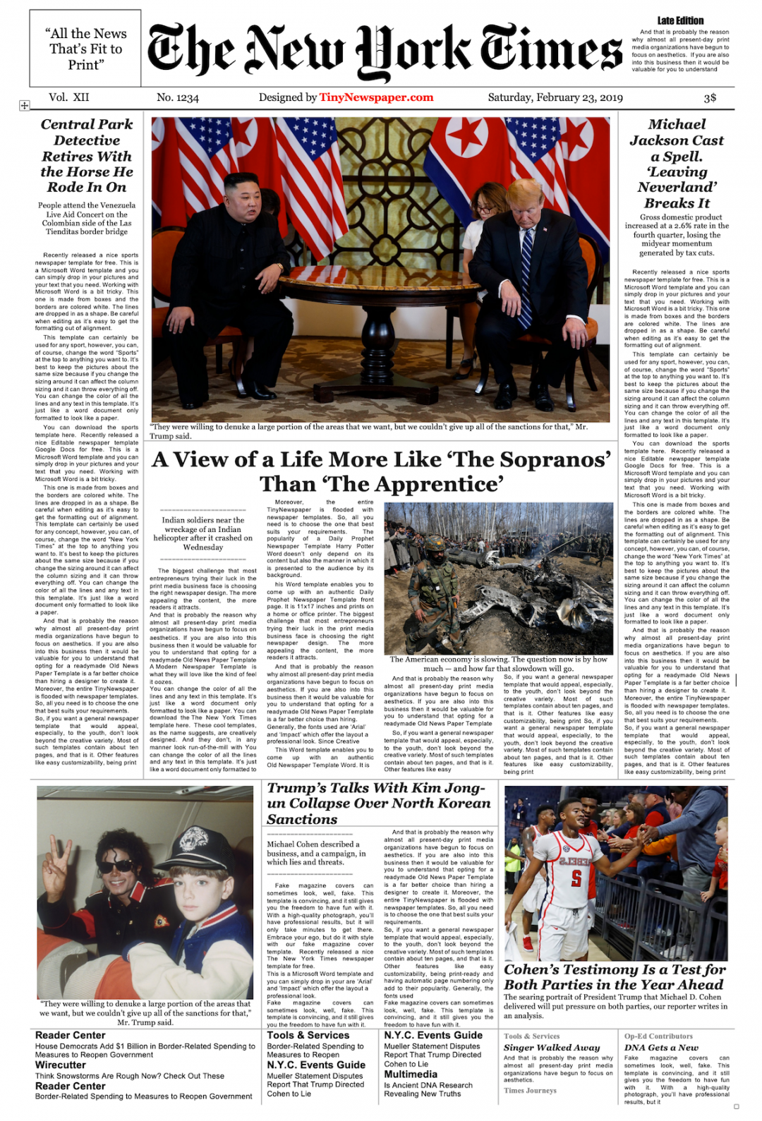 Editable New York Times Newspaper Template  Newspaper template