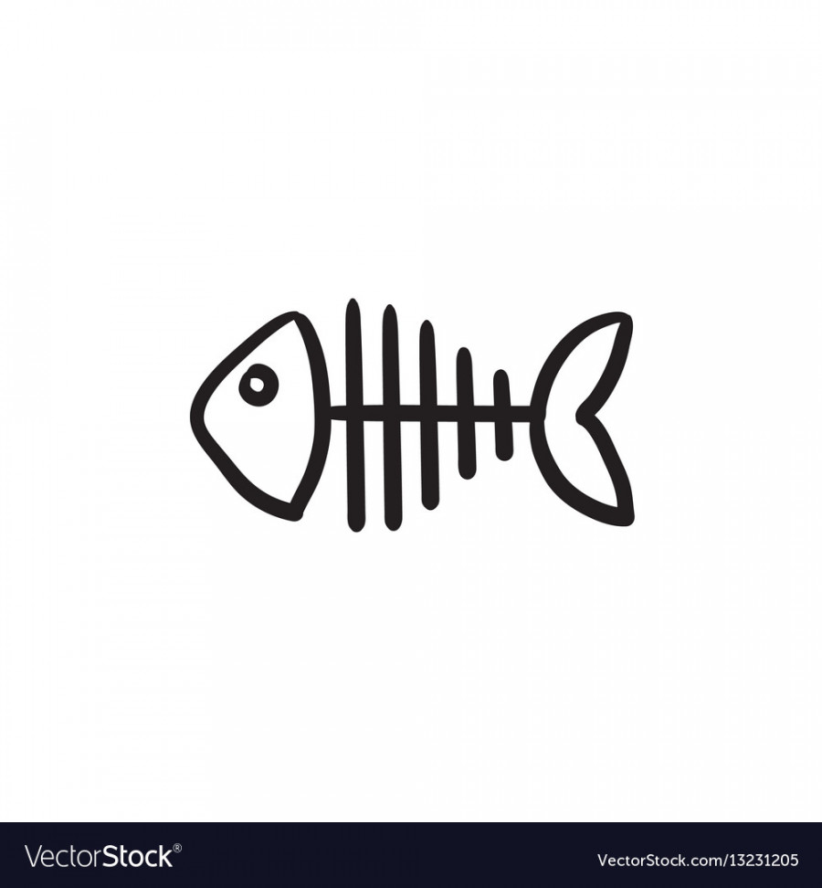 Fish skeleton sketch icon Royalty Free Vector Image