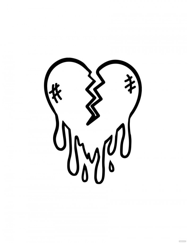 Free Bleeding Broken Heart Drawing - Download in PDF, Illustrator