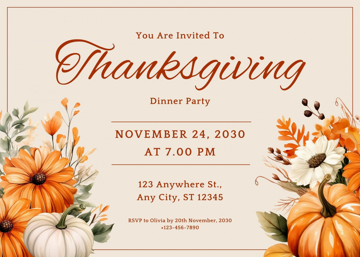 Free custom printable Thanksgiving invitation templates  Canva