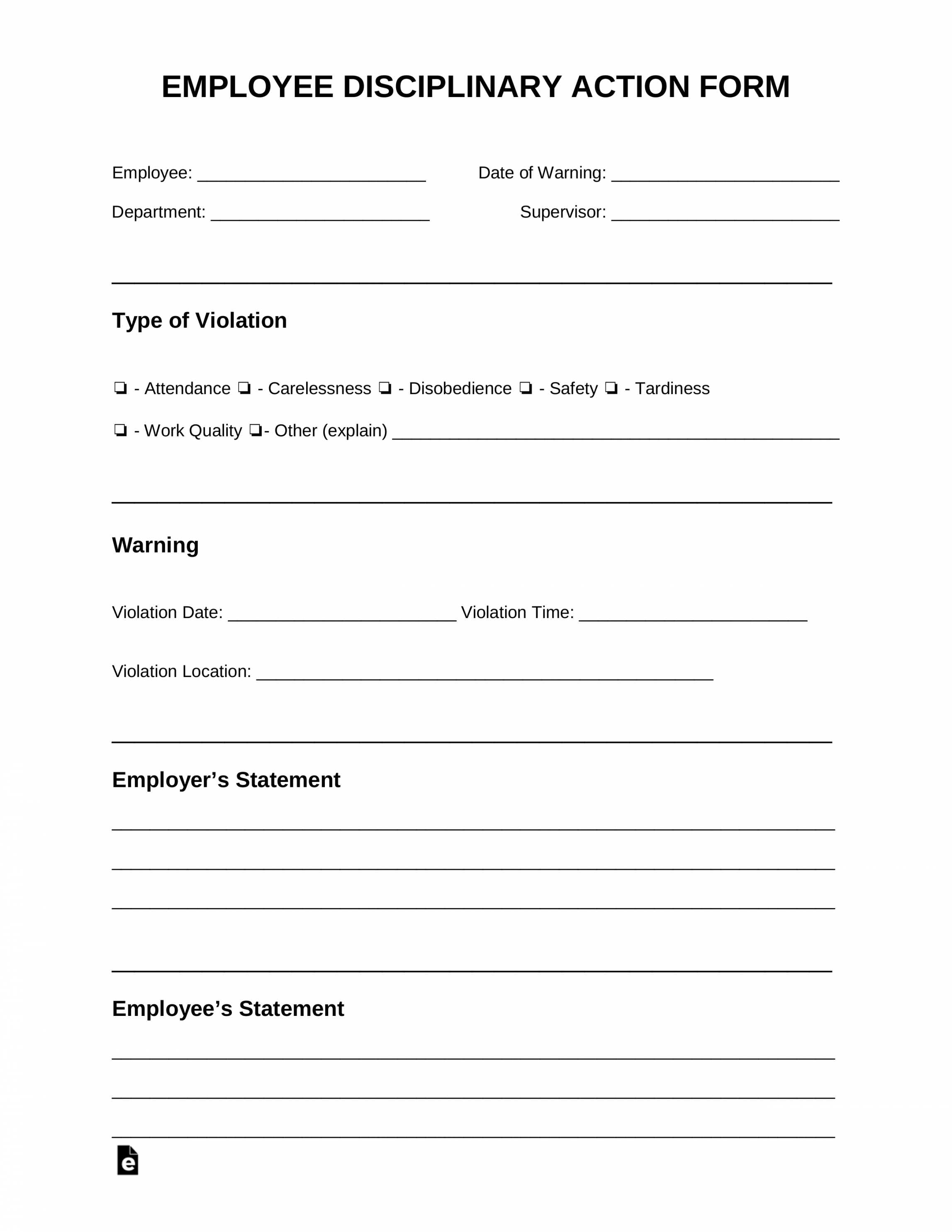 Free Employee Disciplinary Action (Discipline) Form - PDF  Word